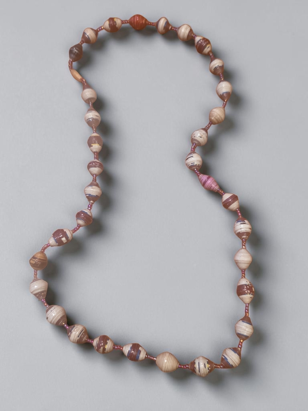 Handmade Neutral Earth Tone Rolled Paper Bead Necklace